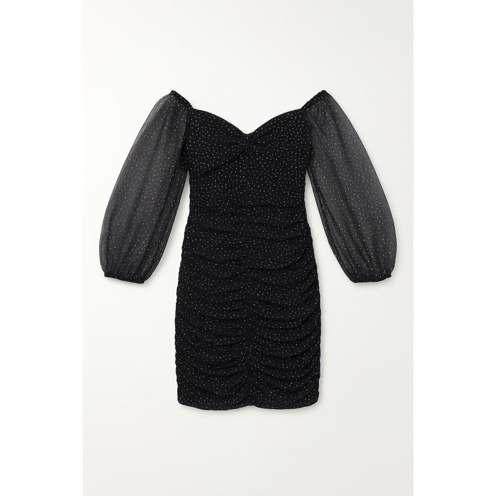 B Hardin fitted ruched silhouette Mini Cocktail Dress W/ Irredentist Polka Dots - Picture 2 of 9
